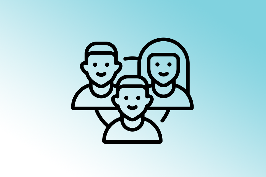 Symbolbild Gemeinschaft: Zeichnung von drei Personen in einem Kreis