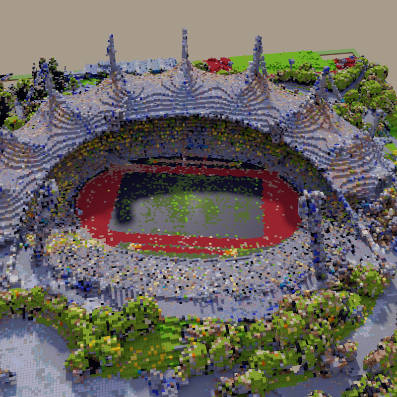 Das Olympiastadion München in Minecraft.