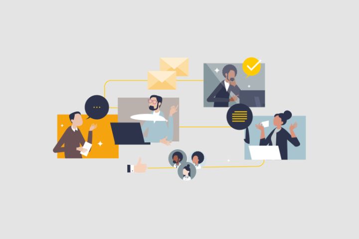 Illustration Zusammenarbeit Personen Netzwerk