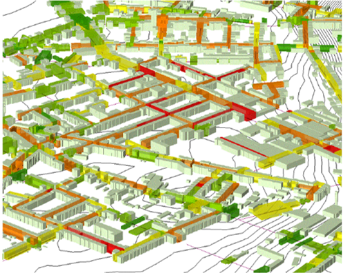 Modeling of air pollution using the digital twin as a data source.