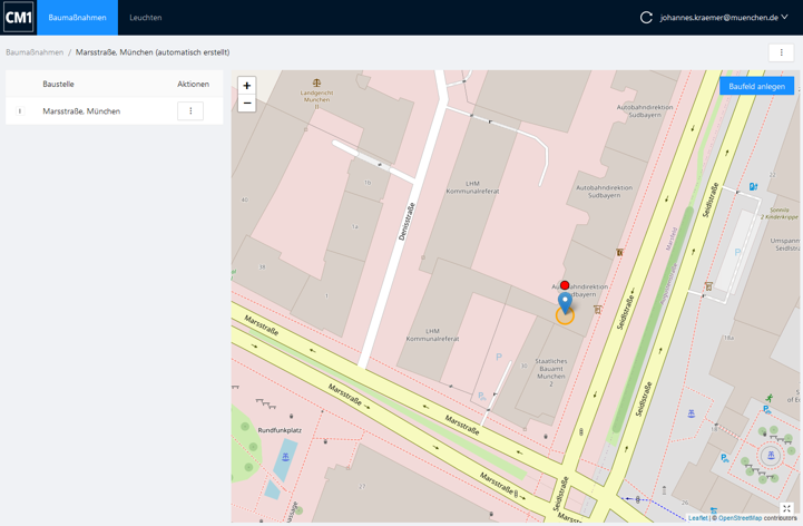 Position of the luminaires in the sensor manufacturer's management portal CM1