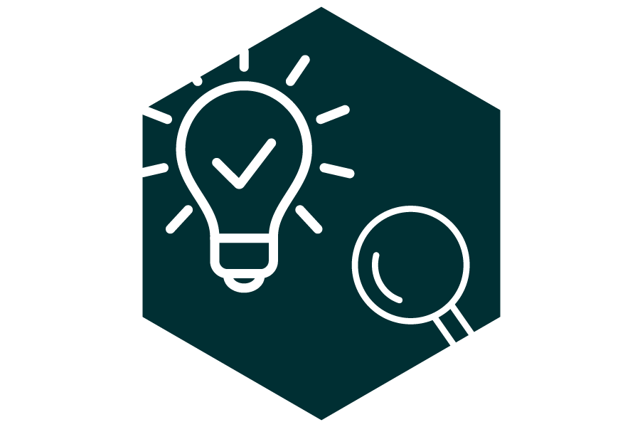 Hexagon Icon Fokus auf strategische Aufgaben