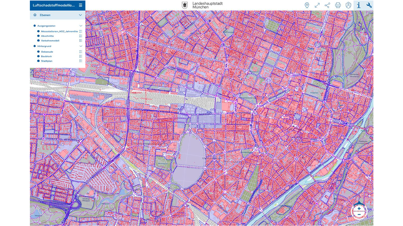 User interface of the DT-M interface for air pollution modeling.