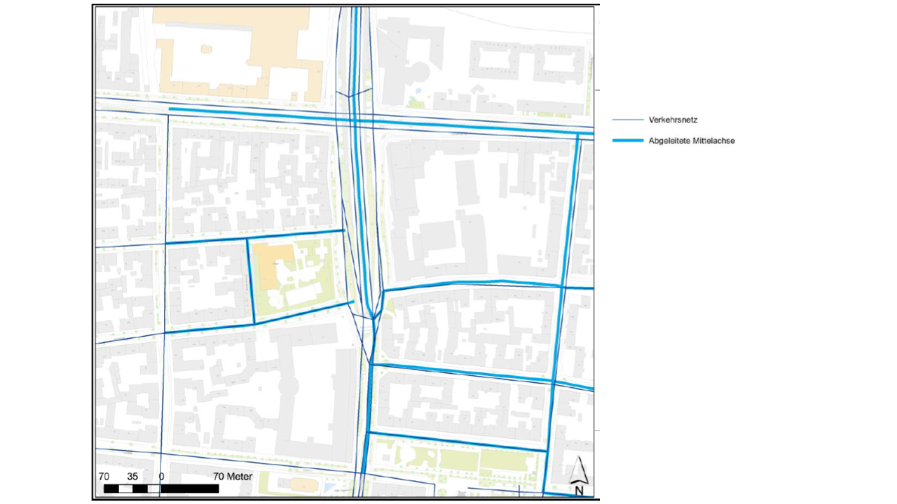 Darstellung der Mittelachsenbildung auf Grundlage des Verkehrsnetzes