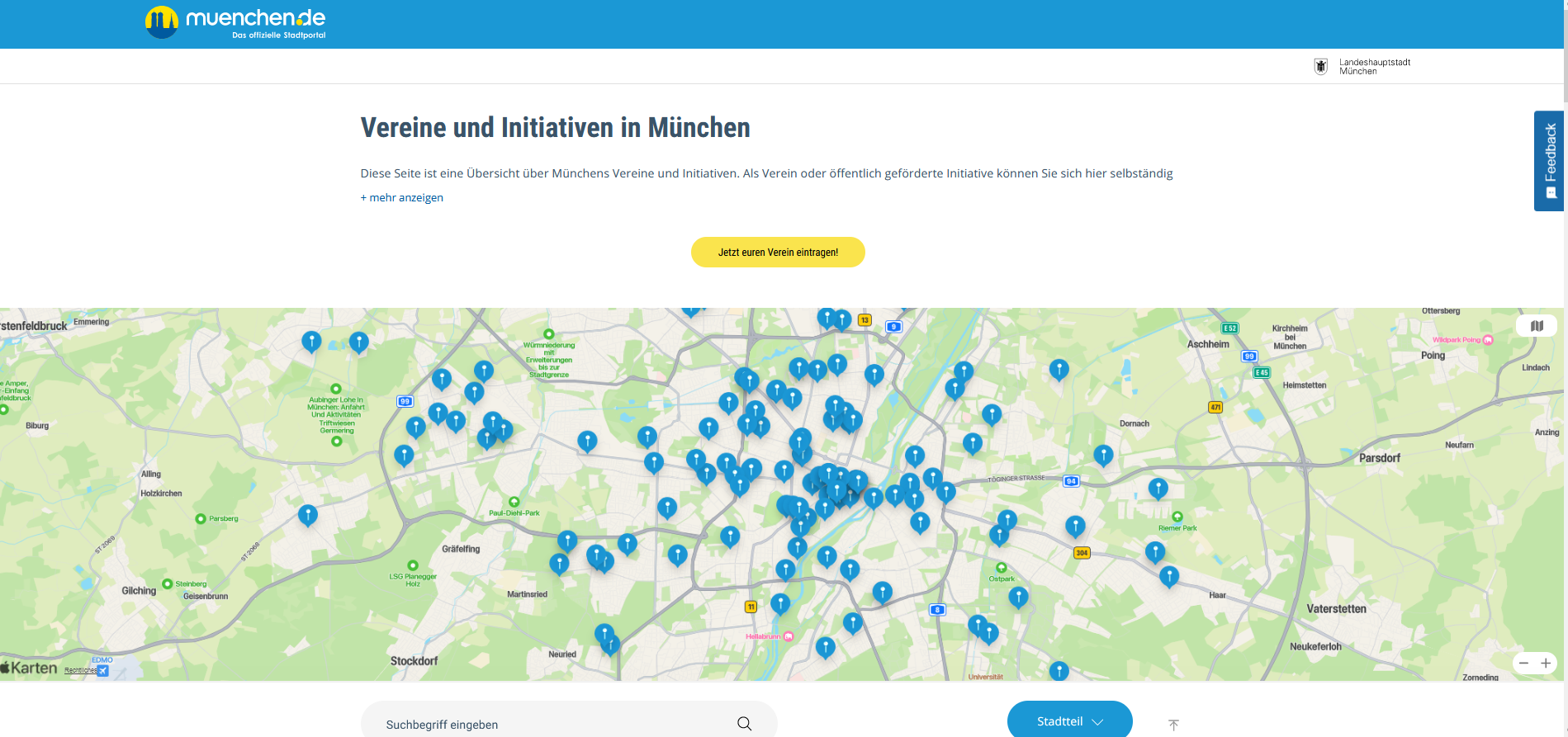Online-Übersicht über Vereine und Initiativen in München