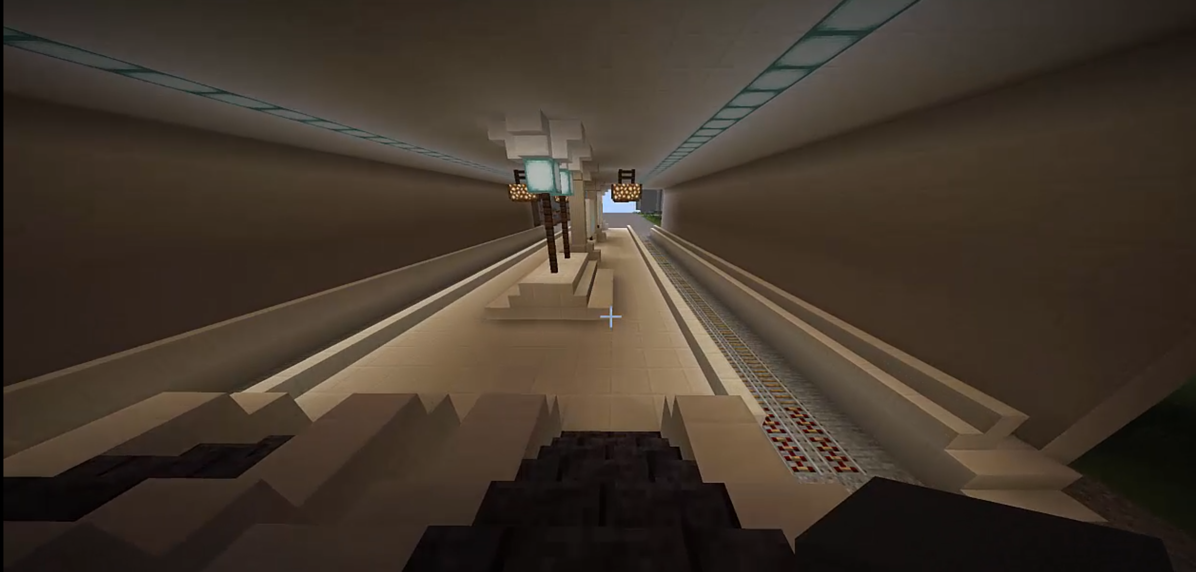 In Minecraft dargestellte und durch eine Schülergruppe neu geplante U-Bahn Station 